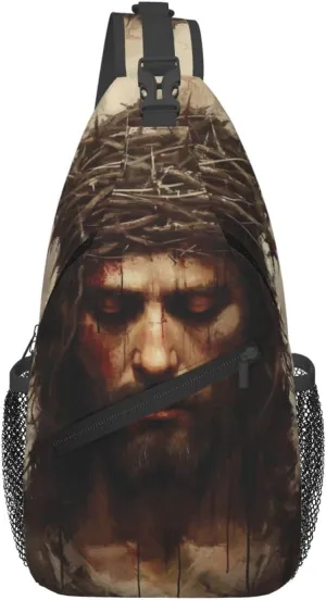 Crown Of Thorns Jesus Sling Bag For Men Crossbody Backpack,Women Shoulder Bag For Travel Sport