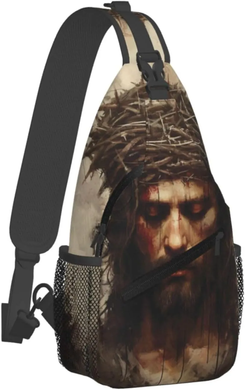 Crown Of Thorns Jesus Sling Bag For Men Crossbody Backpack,Women Shoulder Bag For Travel Sport