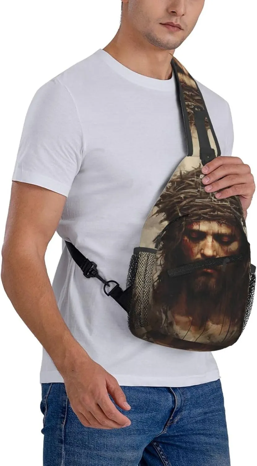 Crown Of Thorns Jesus Sling Bag For Men Crossbody Backpack,Women Shoulder Bag For Travel Sport