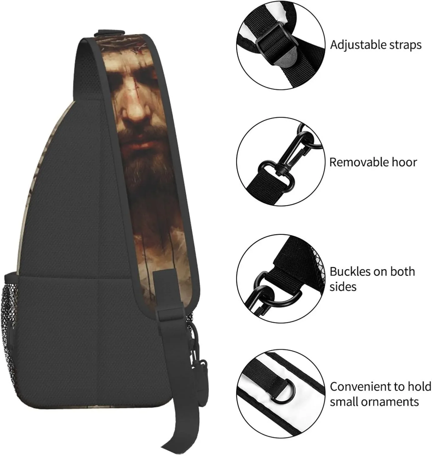 Crown Of Thorns Jesus Sling Bag For Men Crossbody Backpack,Women Shoulder Bag For Travel Sport