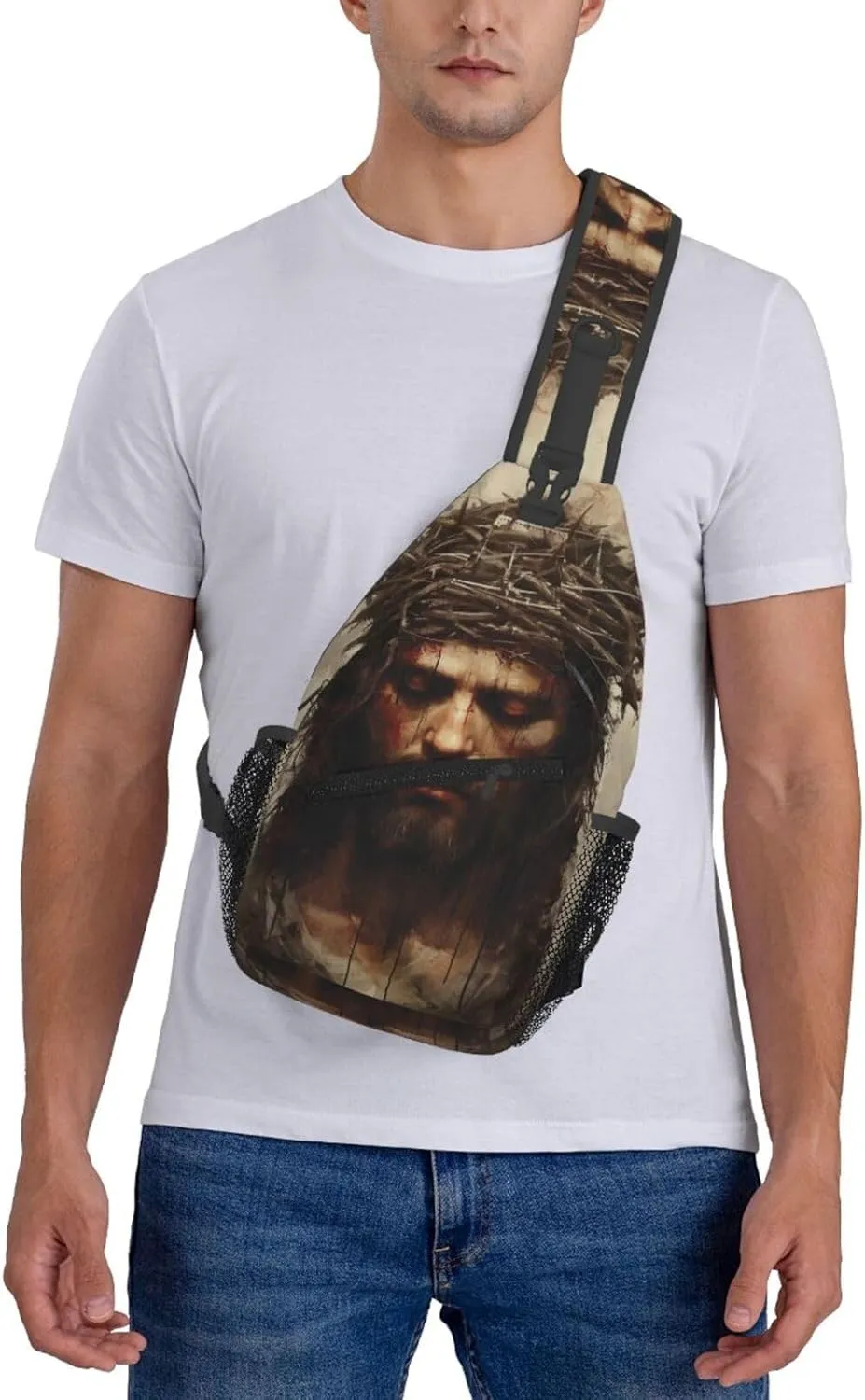Crown Of Thorns Jesus Sling Bag For Men Crossbody Backpack,Women Shoulder Bag For Travel Sport
