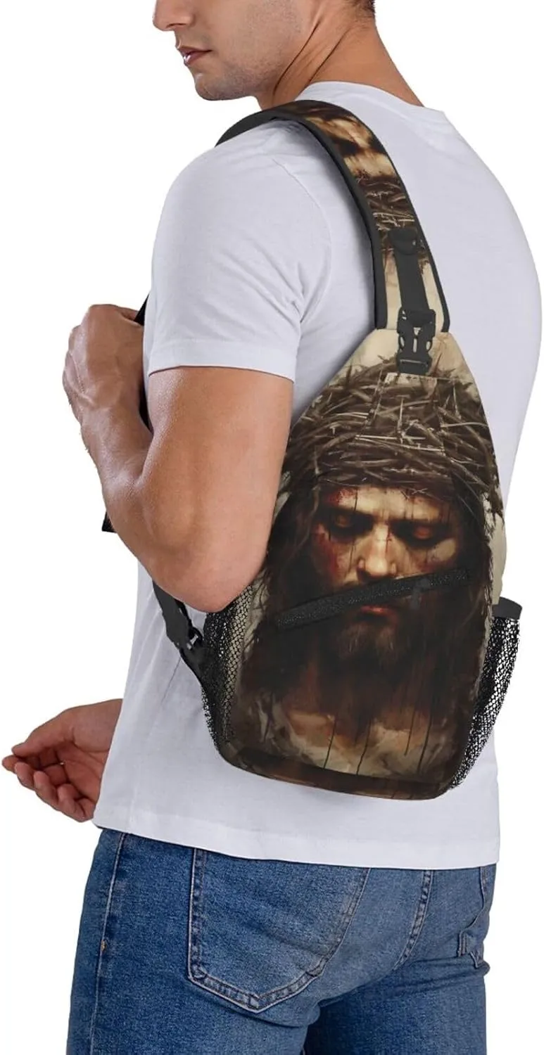 Crown Of Thorns Jesus Sling Bag For Men Crossbody Backpack,Women Shoulder Bag For Travel Sport