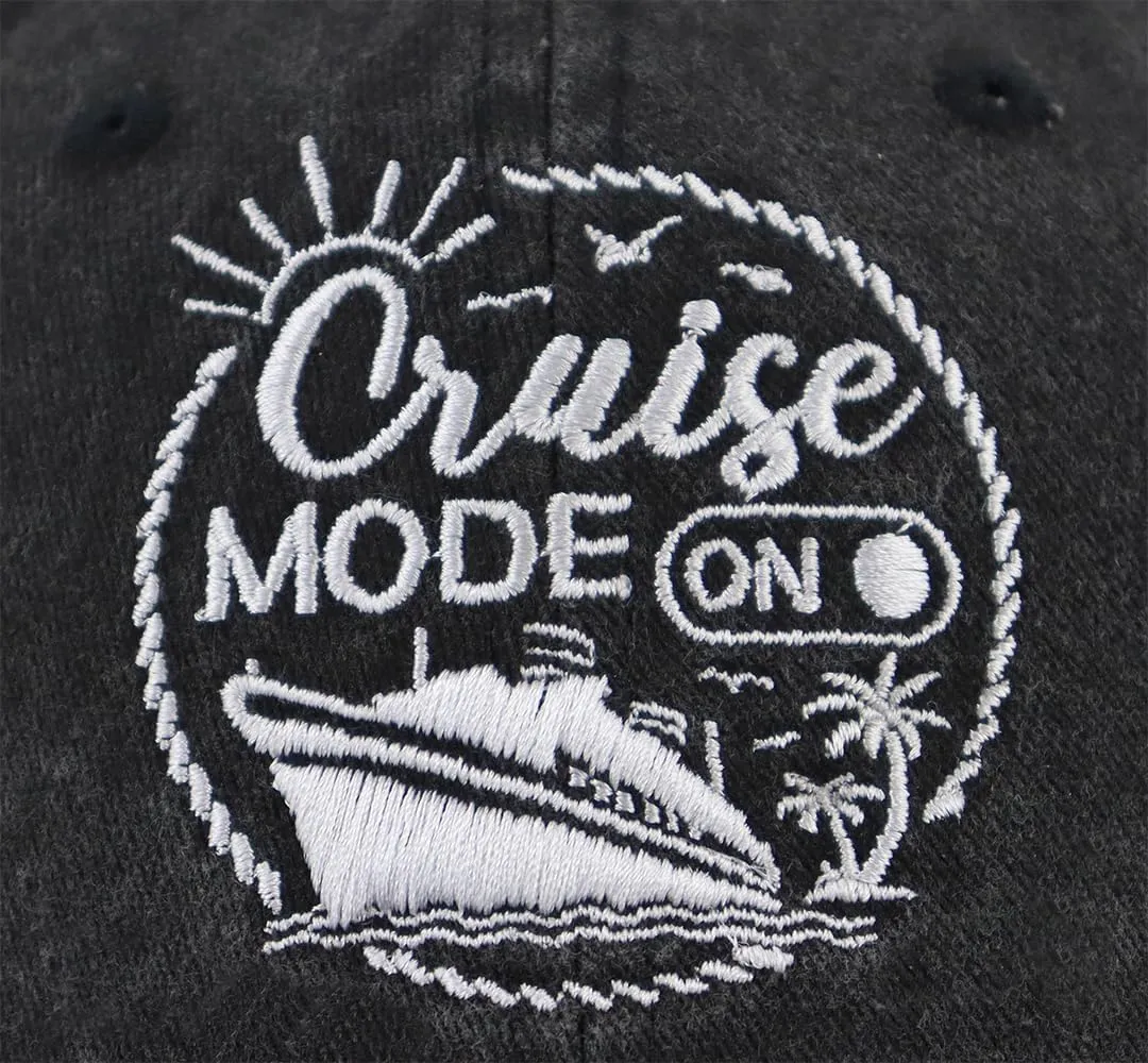 Cruise Mode On Baseball Caps for Men Women, Adjustable Embroidered Cotton Outdoor Hats