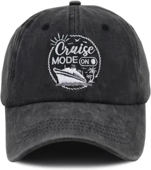 Cruise Mode On Baseball Caps for Men Women, Adjustable Embroidered Cotton Outdoor Hats