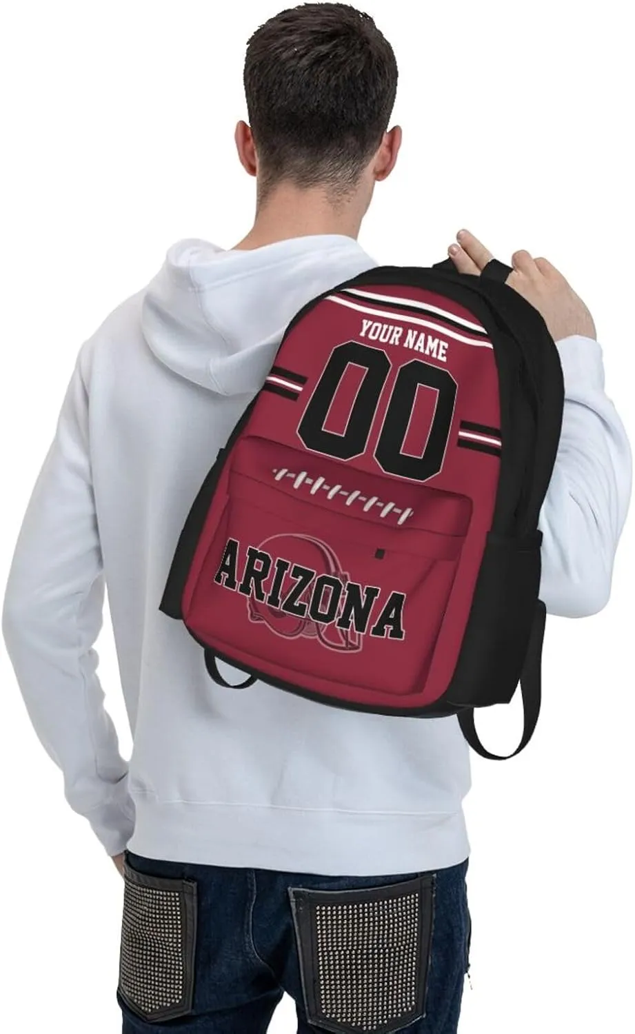Custom Arizona Backpack for Men Women, Personalized Backpacks with Name and Number, Customize Casual Backpack Gifts for Fans