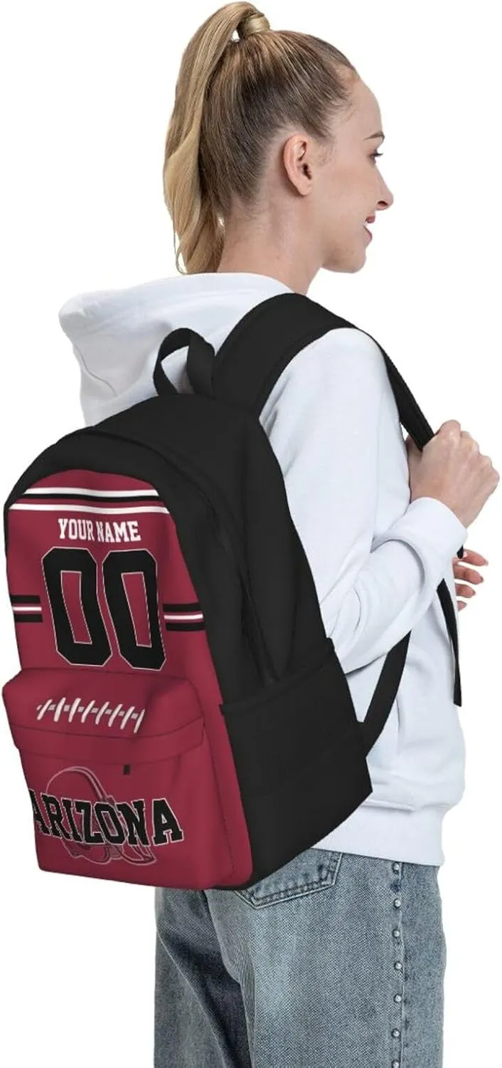 Custom Arizona Backpack for Men Women, Personalized Backpacks with Name and Number, Customize Casual Backpack Gifts for Fans