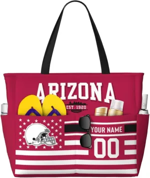 Custom Beach Bag Custom Football Style Large Beach Tote Bag Personalized Add Your Name and Number Shoulder Bag