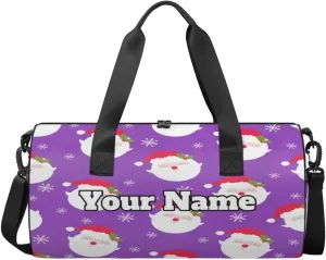Custom Gym Bag for Women Men with Name, Personalized Father Christmas Duffel Bag for Sports, Waterproof Dance Bag, Lightweight Carryon Gym Bag, Christmas