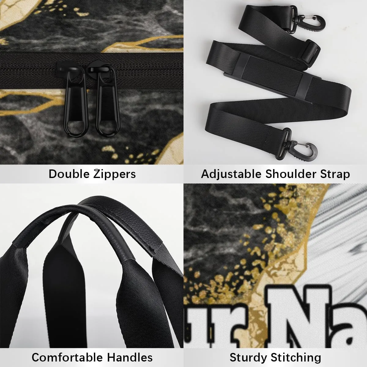 Custom Gym Bag for Women Men with Name, Personalized Marble Duffel Bag for Sports, Waterproof Dance Bag, Lightweight Carryon Gym Bag,