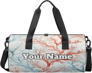 Custom Gym Bag for Women Men with Name, Personalized Oceanaire Coral Duffel Bag for Sports, Waterproof Dance Bag, Lightweight Carryon Gym Bag, Ocean Theme