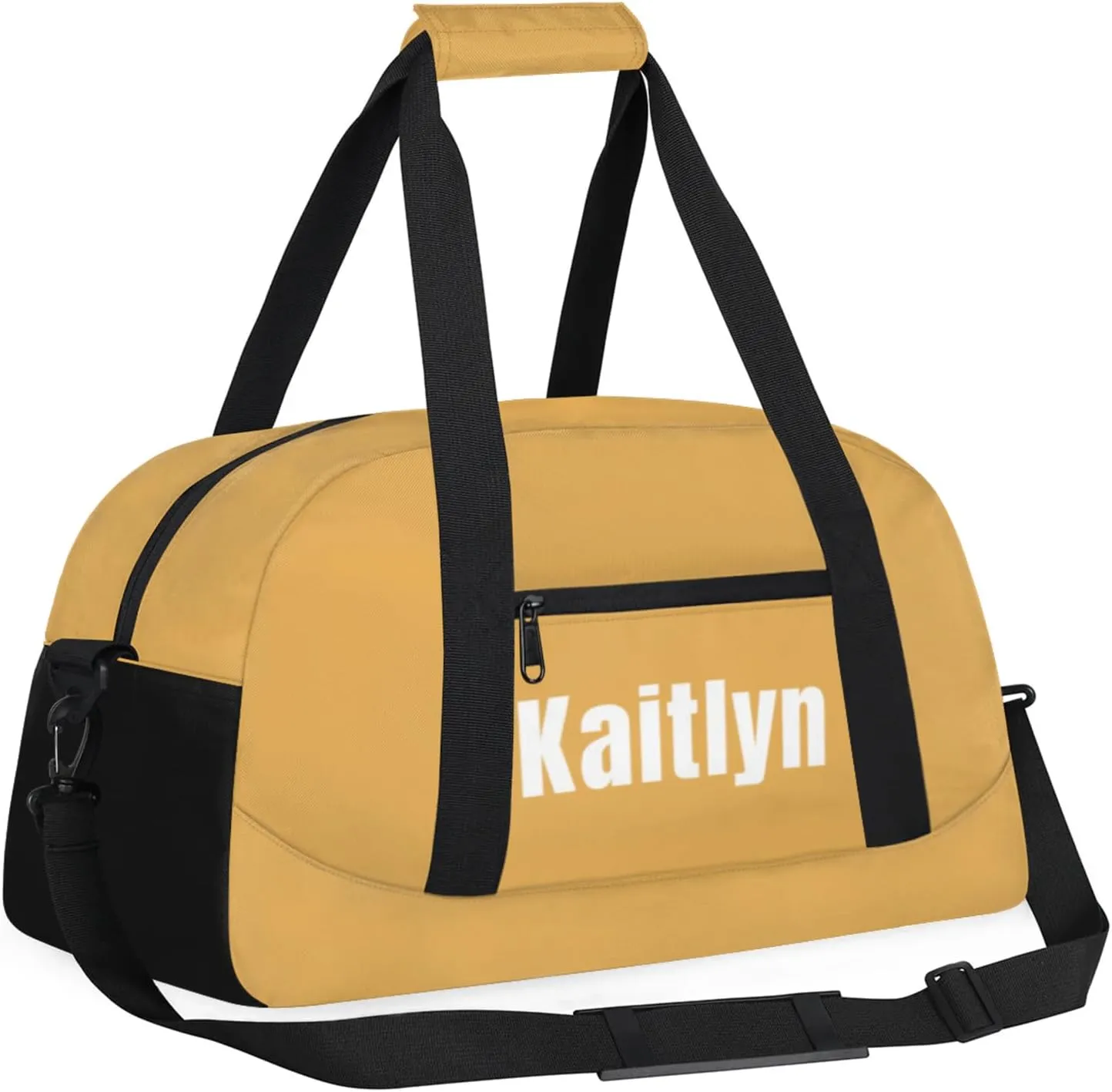 Custom Kids Duffel Bags with Name - On Overnight Travel Gym Lightweight Dance Personalize Sports Bags For Girls Boys Kids, Yellow