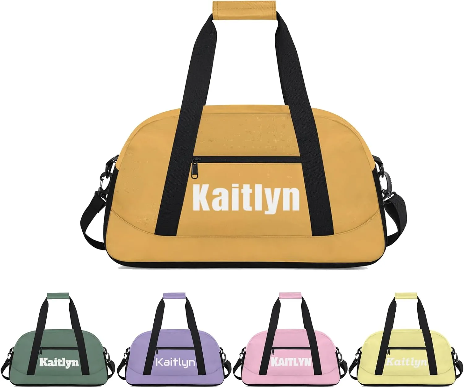 Custom Kids Duffel Bags with Name - On Overnight Travel Gym Lightweight Dance Personalize Sports Bags For Girls Boys Kids, Yellow