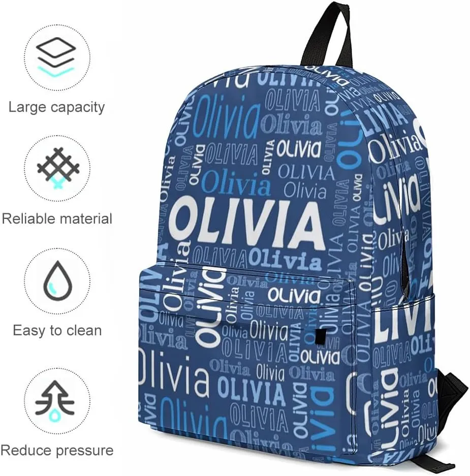 Custom Name Backpack, Personalized Schoolbag with Name for Boys Girls Kids, Customized Casual Backpack with Name Gifts for School Travel Picnic Camping Hiking