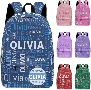 Custom Name Backpack, Personalized Schoolbag with Name for Boys Girls Kids, Customized Casual Backpack with Name Gifts for School Travel Picnic Camping Hiking