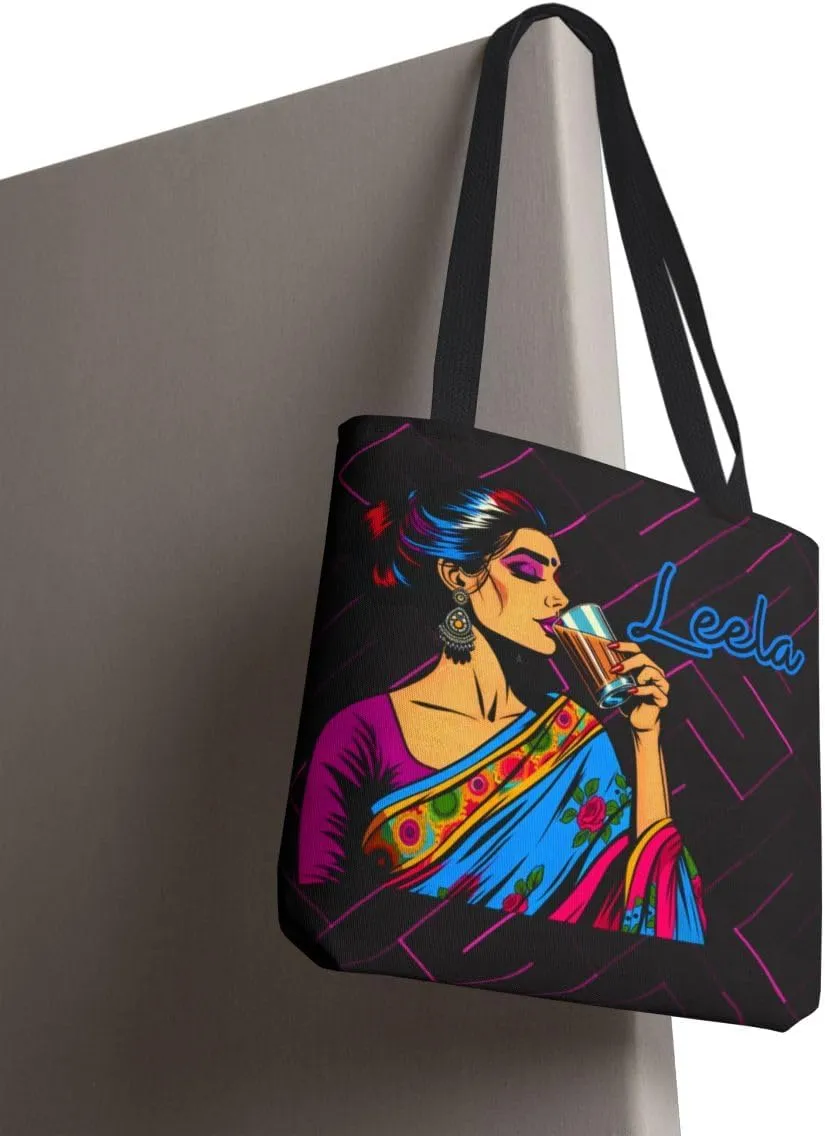 Customizable Tote Bags for Women-Bollywood Lover Tote Bags-Custom Name or Text Print Chai Lover Gift Totes