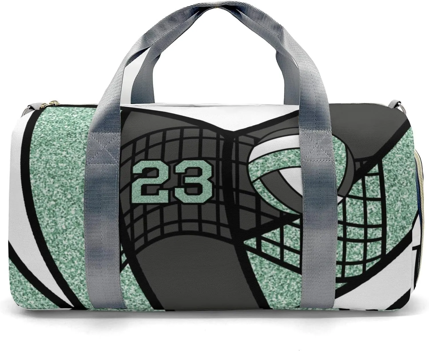 Custon Name Volleyball Glitter Mint Gym Sport Yoga Duffel Bag Sport Player Travel Bag,Sport Gym Bag Personalized Gift for Travel Hand Bag Carry on Bag