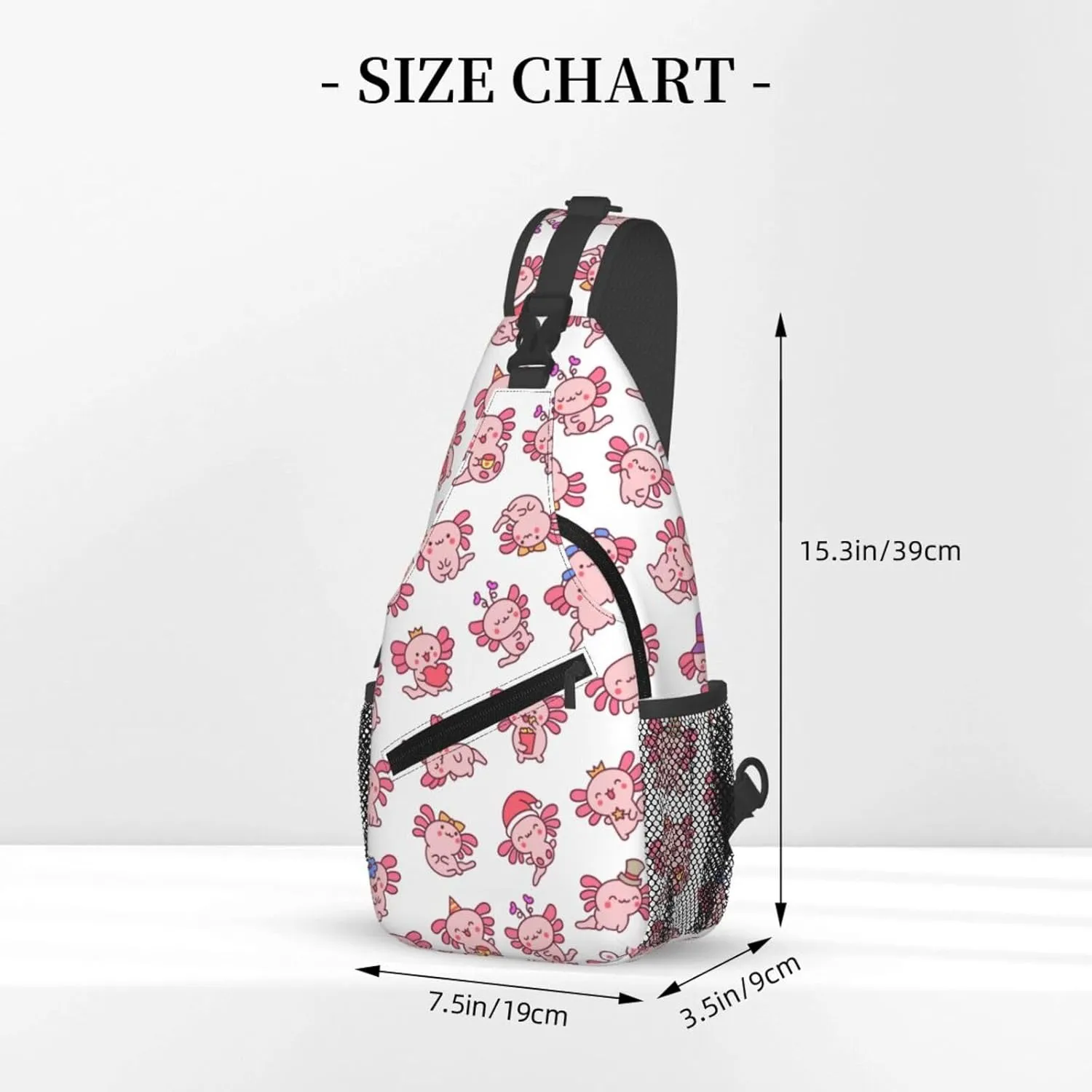 Cute Axolotl Crossbody Sling Backpack Sling Bag Adjustable Chest Shoulder Daypack For Women Men
