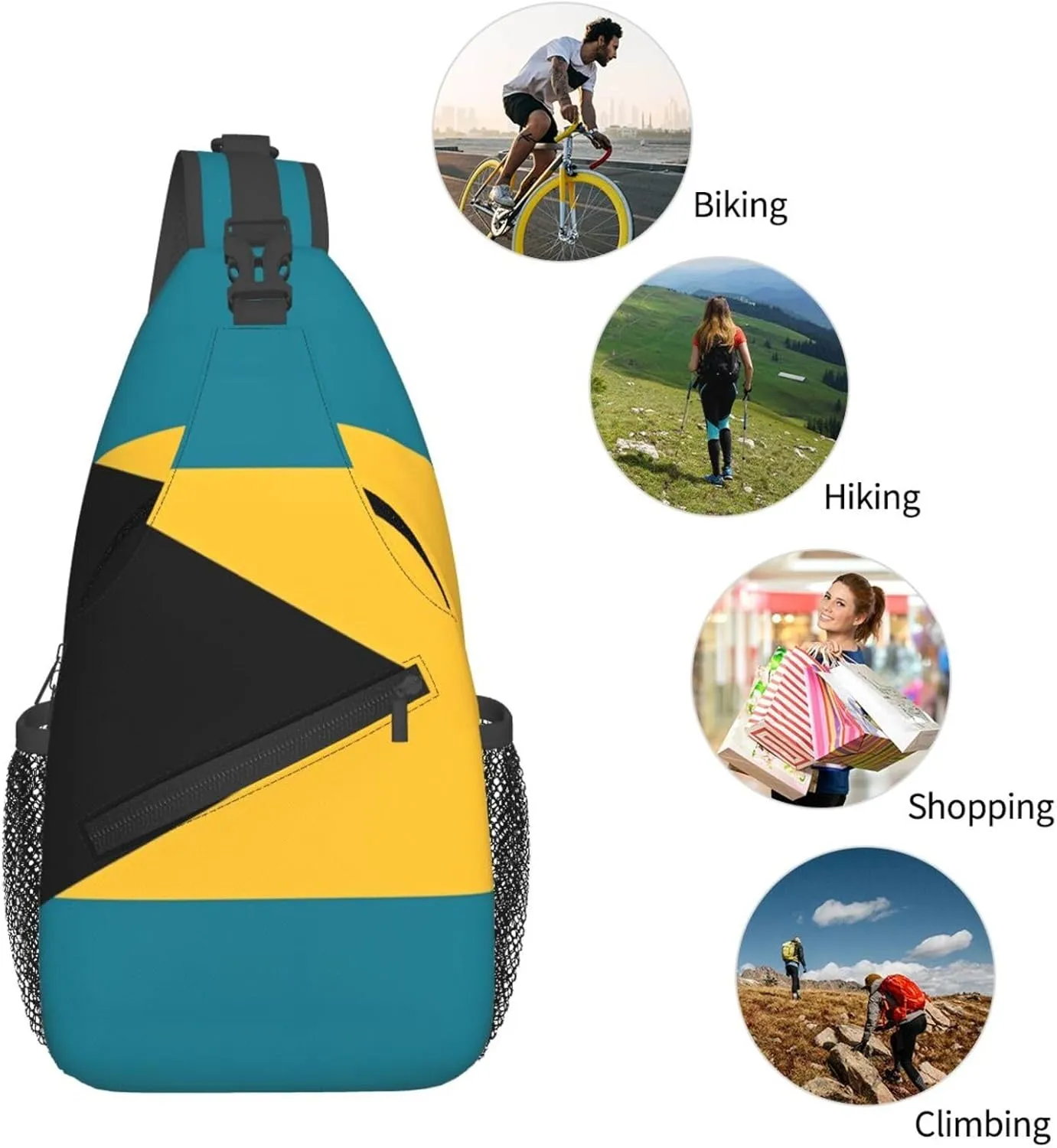 Cute Bahamas Flag Sling Backpack Multipurpose Crossbody Sling Bag Travel Hiking Crossbody Shoulder Bag Backpack