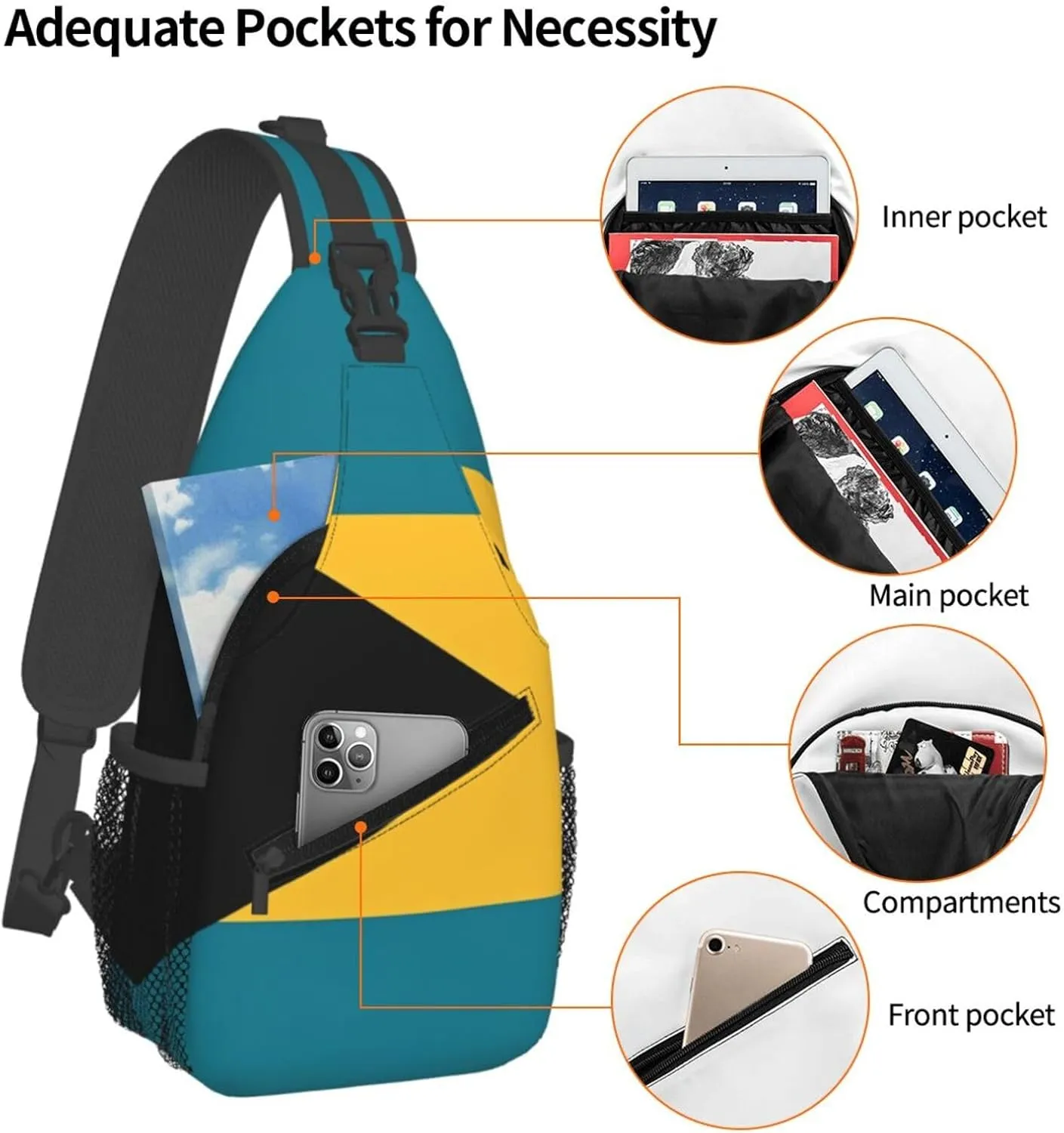 Cute Bahamas Flag Sling Backpack Multipurpose Crossbody Sling Bag Travel Hiking Crossbody Shoulder Bag Backpack