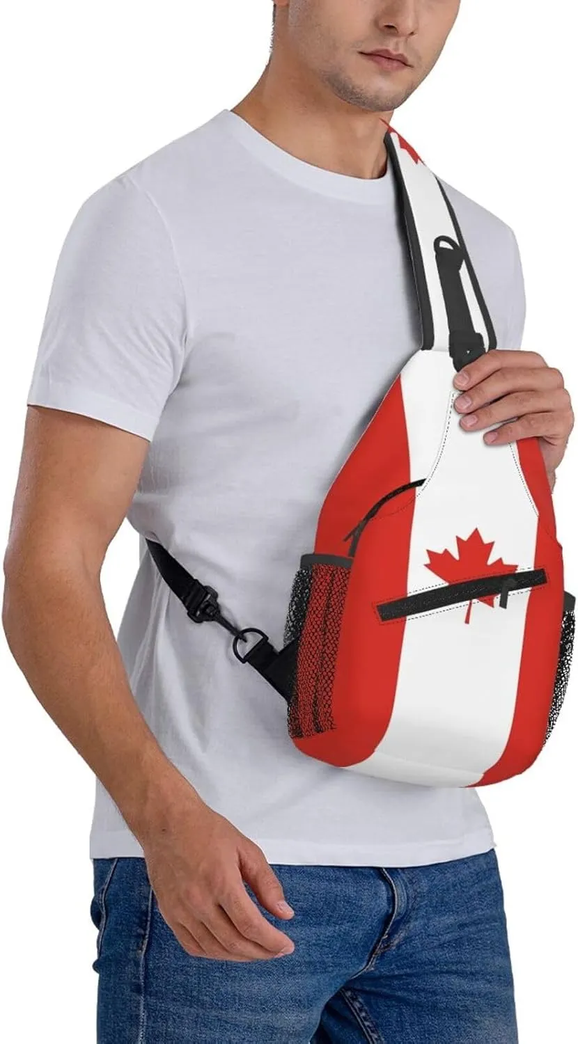 Cute Canada Flag Sling Backpack Multipurpose Crossbody Sling Bag Travel Hiking Crossbody Shoulder Bag Backpack
