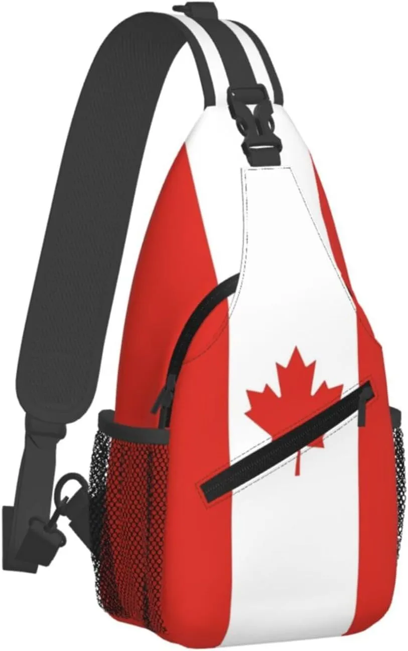Cute Canada Flag Sling Backpack Multipurpose Crossbody Sling Bag Travel Hiking Crossbody Shoulder Bag Backpack