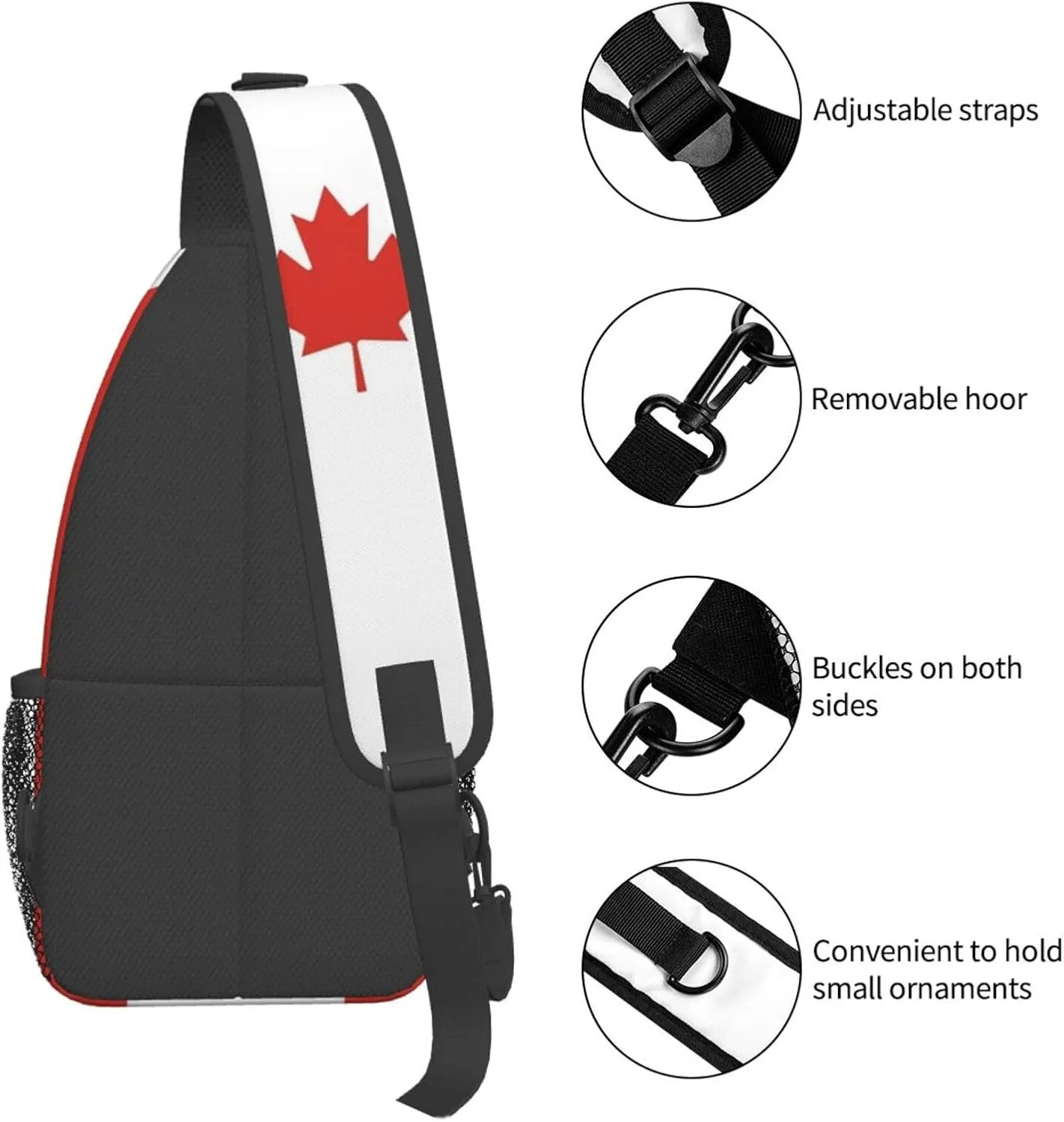 Cute Canada Flag Sling Backpack Multipurpose Crossbody Sling Bag Travel Hiking Crossbody Shoulder Bag Backpack