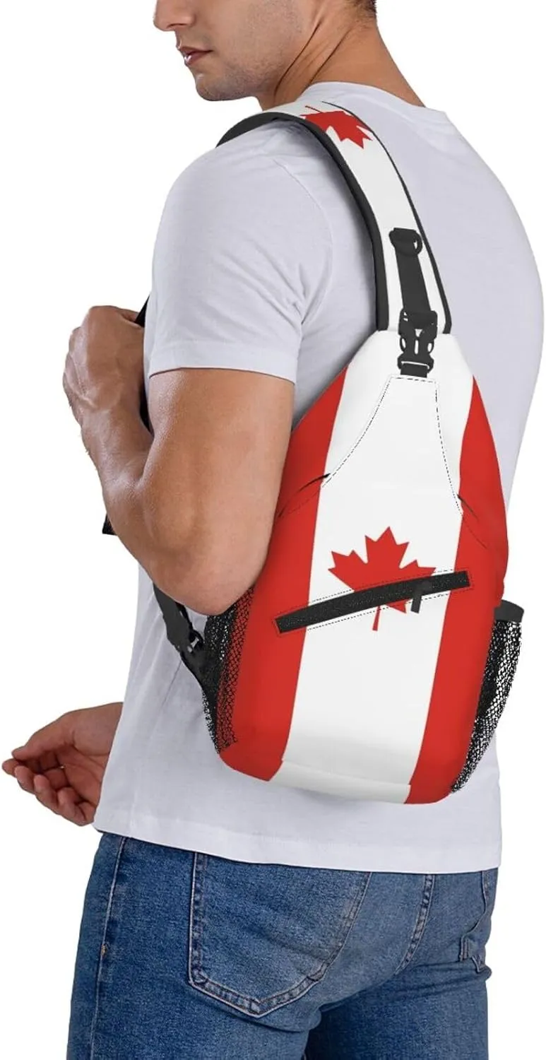 Cute Canada Flag Sling Backpack Multipurpose Crossbody Sling Bag Travel Hiking Crossbody Shoulder Bag Backpack