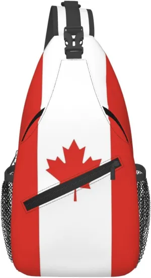Cute Canada Flag Sling Backpack Multipurpose Crossbody Sling Bag Travel Hiking Crossbody Shoulder Bag Backpack