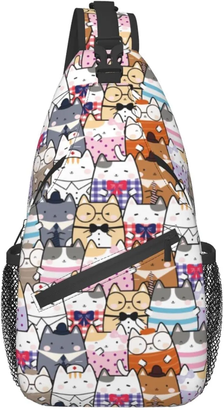 Cute Cat Sling Bag Crossbody Backpack Women Kawaii Present Outdoor Casual