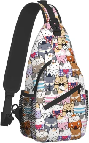 Cute Cat Sling Bag Crossbody Backpack Women Kawaii Present Outdoor Casual