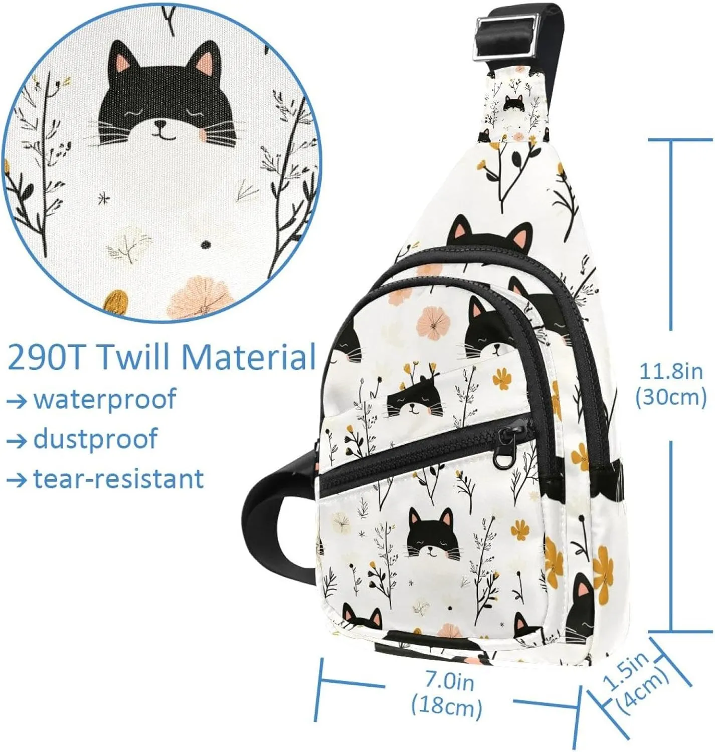 Cute Cat with Flower (3) Sling Backpack Bag