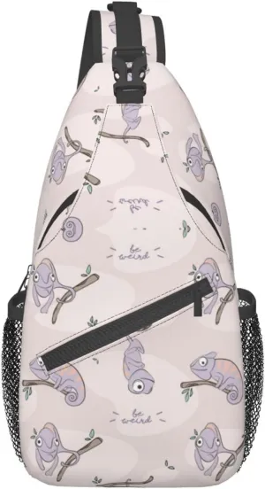 Cute Chameleon Crossbody Bag Lizard Shoulder Bag Backpack Cute Sling Bag Chest Casual Daypack for Outdoor