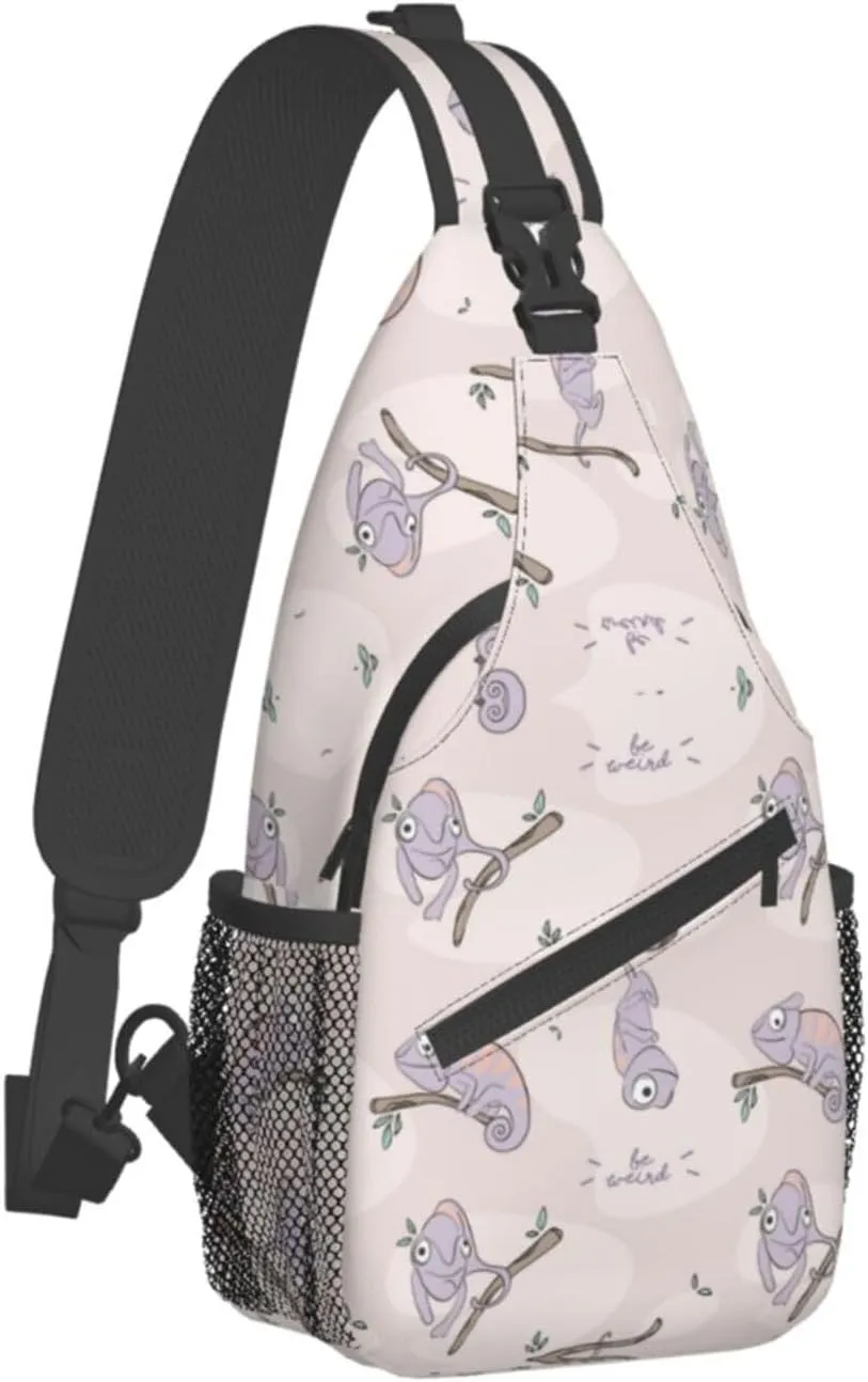 Cute Chameleon Crossbody Bag Lizard Shoulder Bag Backpack Cute Sling Bag Chest Casual Daypack for Outdoor