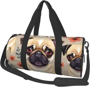 Cute Chihuahua Pug Pattern Printed Travel Bag,Round Personal Item Storage bag,Foldie Duffel Bag for Traveling Vacation,Fitness,Sports