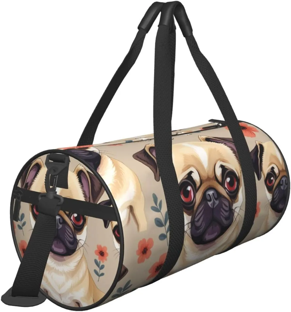 Cute Chihuahua Pug Pattern Printed Travel Bag,Round Personal Item Storage bag,Foldie Duffel Bag for Traveling Vacation,Fitness,Sports