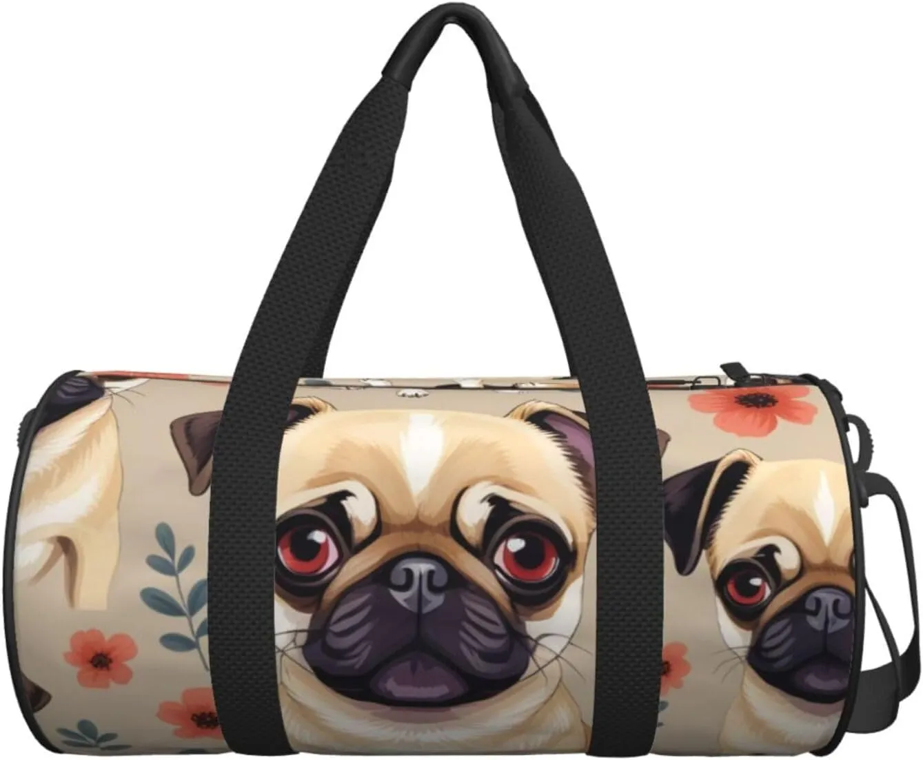 Cute Chihuahua Pug Pattern Printed Travel Bag,Round Personal Item Storage bag,Foldie Duffel Bag for Traveling Vacation,Fitness,Sports