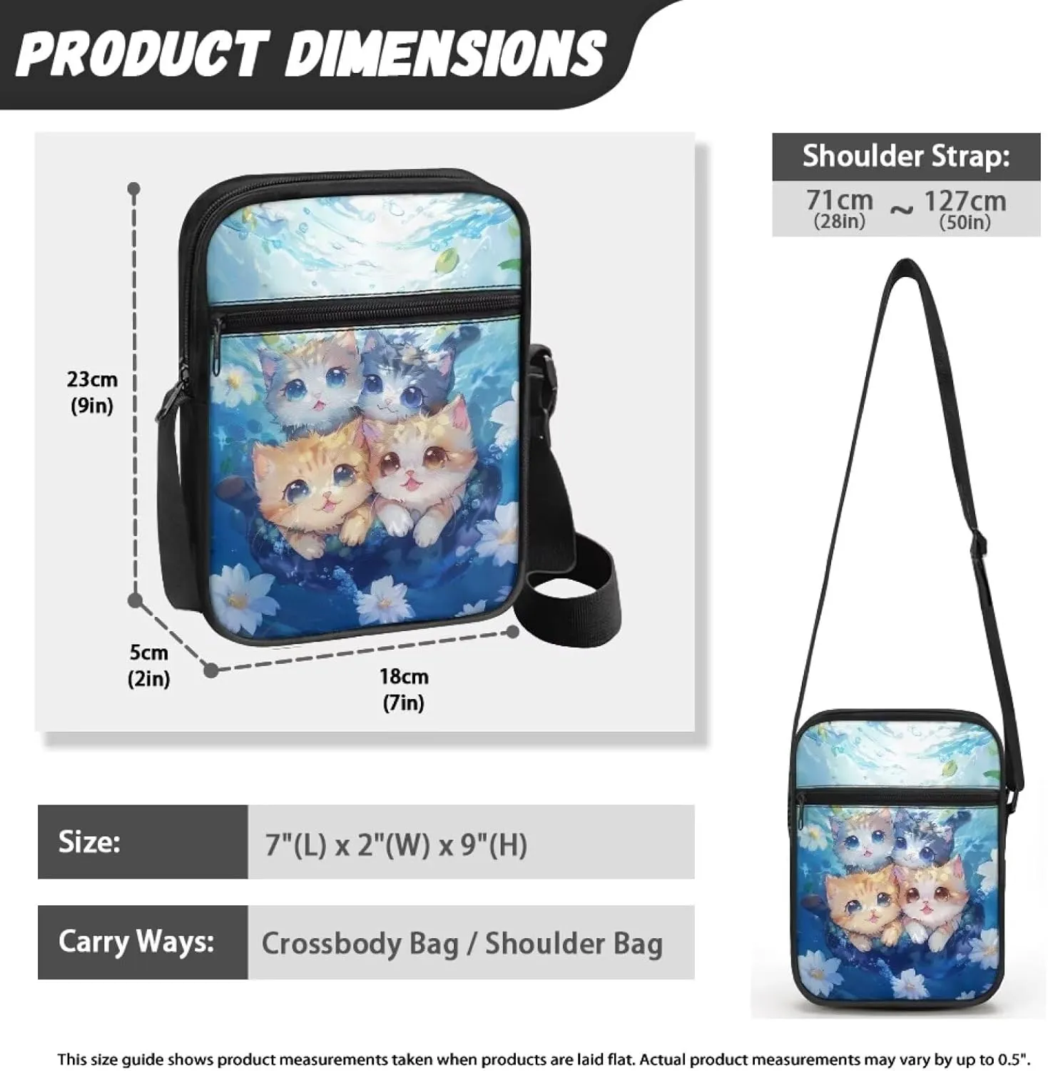 Cute Crossbody Messenger Bags Sling Purses for Women Trendy with Zipper