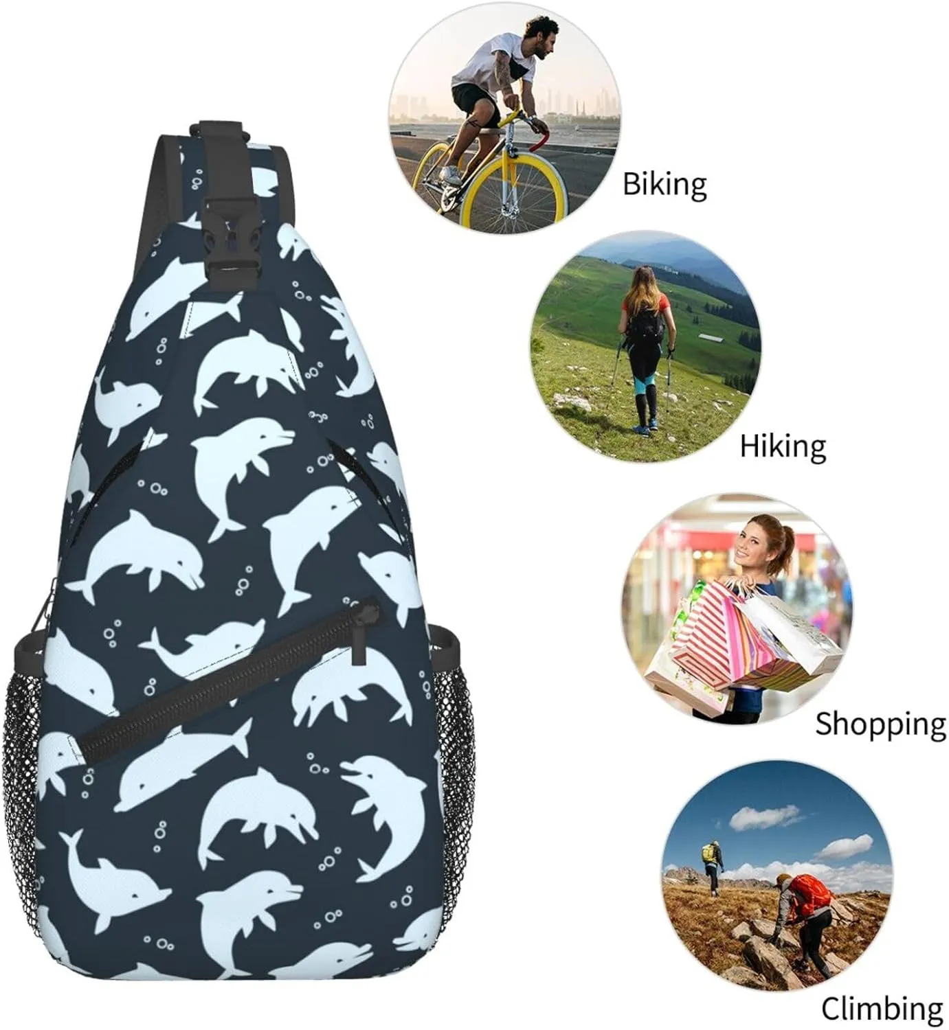Cute Dolphin Crossbody Bag Cute Shoulder Bag Backpack Cute Dolphin Sling Bag Chest Casual Daypack Bag