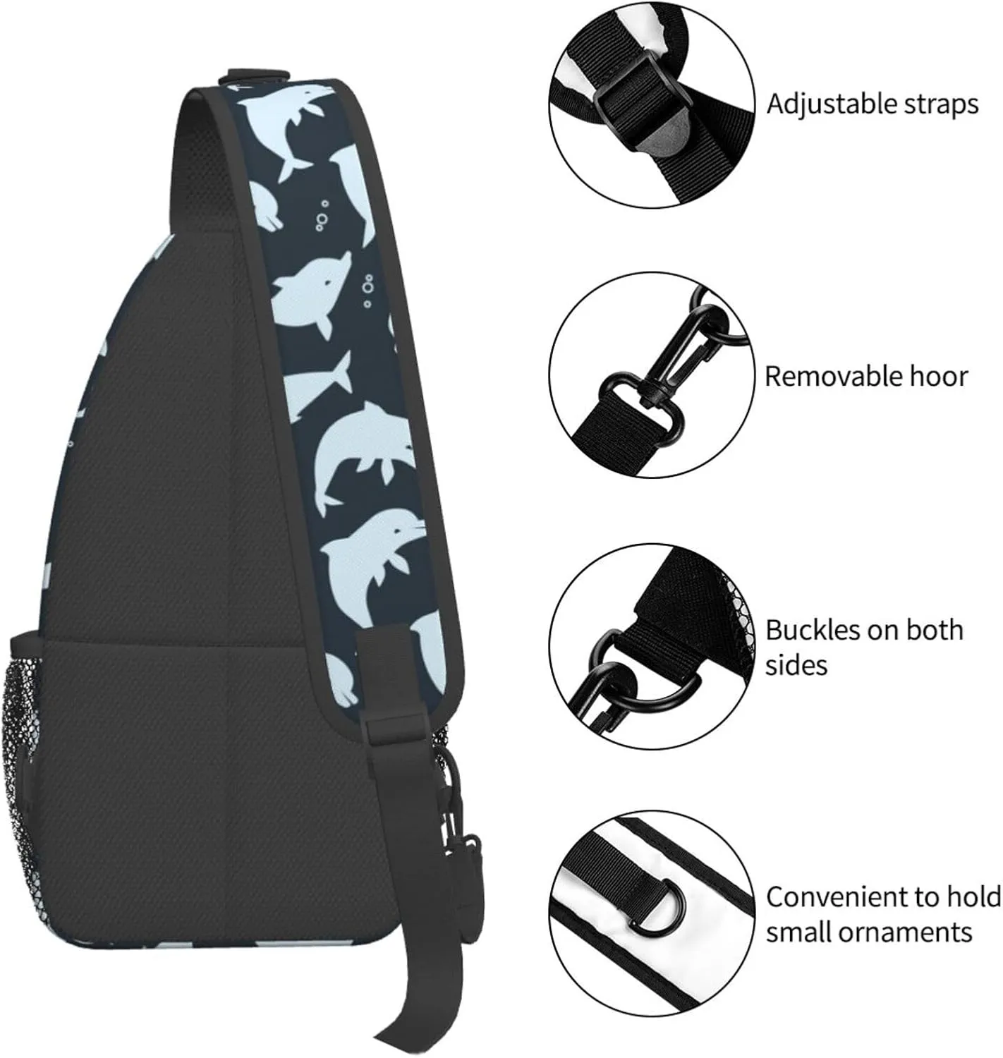 Cute Dolphin Crossbody Bag Cute Shoulder Bag Backpack Cute Dolphin Sling Bag Chest Casual Daypack Bag