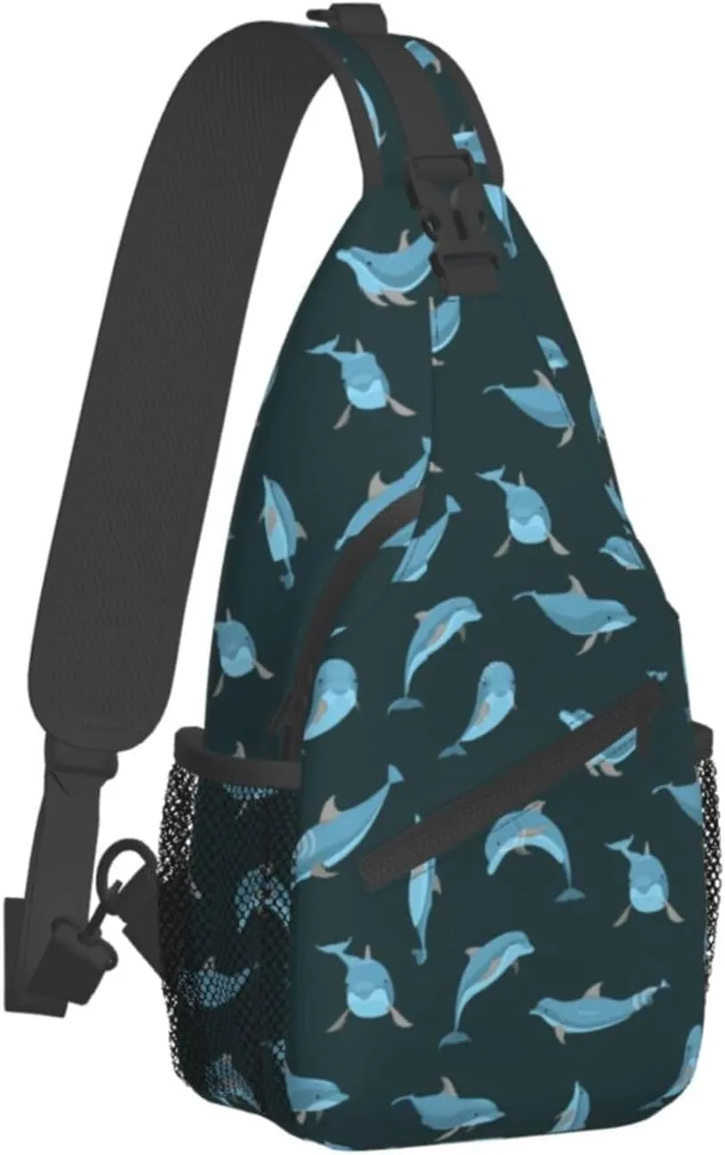 Cute Dolphin Crossbody Bag Dolphin Shoulder Bag Backpack Beach Sling Bag Chest Casual Daypack for Beach Outdoor