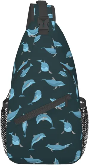 Cute Dolphin Crossbody Bag Dolphin Shoulder Bag Backpack Beach Sling Bag Chest Casual Daypack for Beach Outdoor