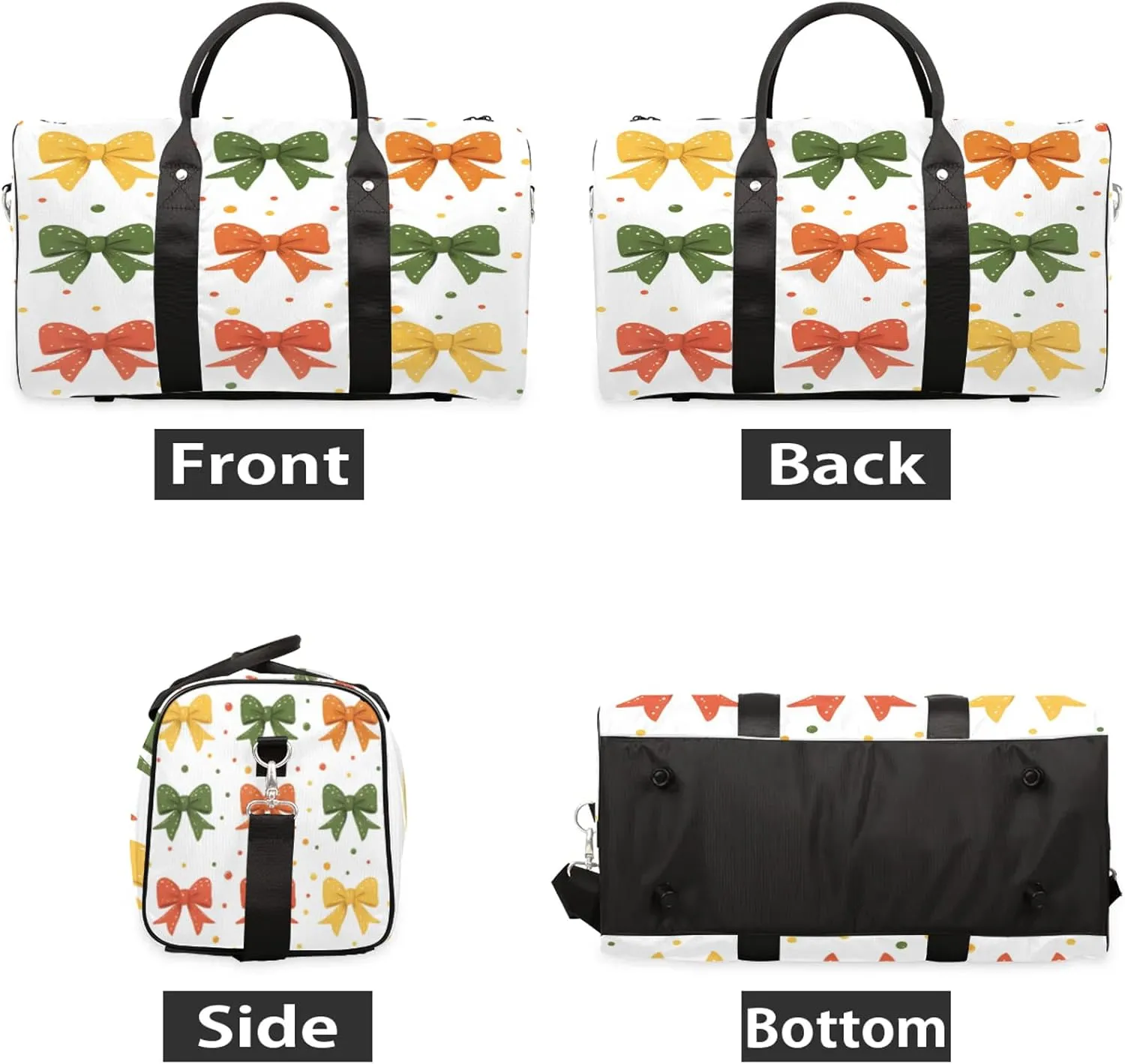 Cute Duffle Bag for Travel, Overnight Weekend Gym Carry On Luggage Bag, Colorful Bow Travel Duffel Bag for Men Women