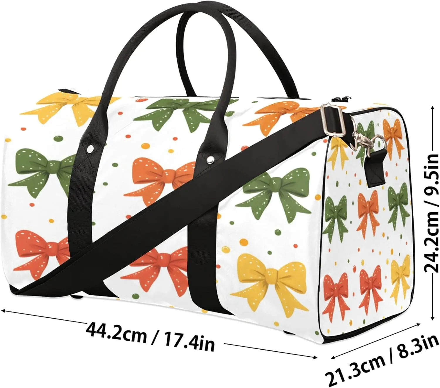 Cute Duffle Bag for Travel, Overnight Weekend Gym Carry On Luggage Bag, Colorful Bow Travel Duffel Bag for Men Women