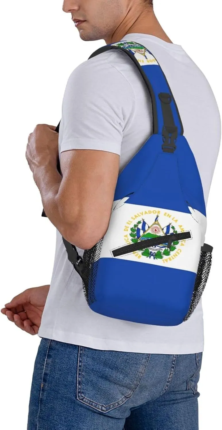 Cute El Salvador Flag Sling Backpack Multipurpose Crossbody Sling Bag Travel Hiking Crossbody Shoulder Bag Backpack