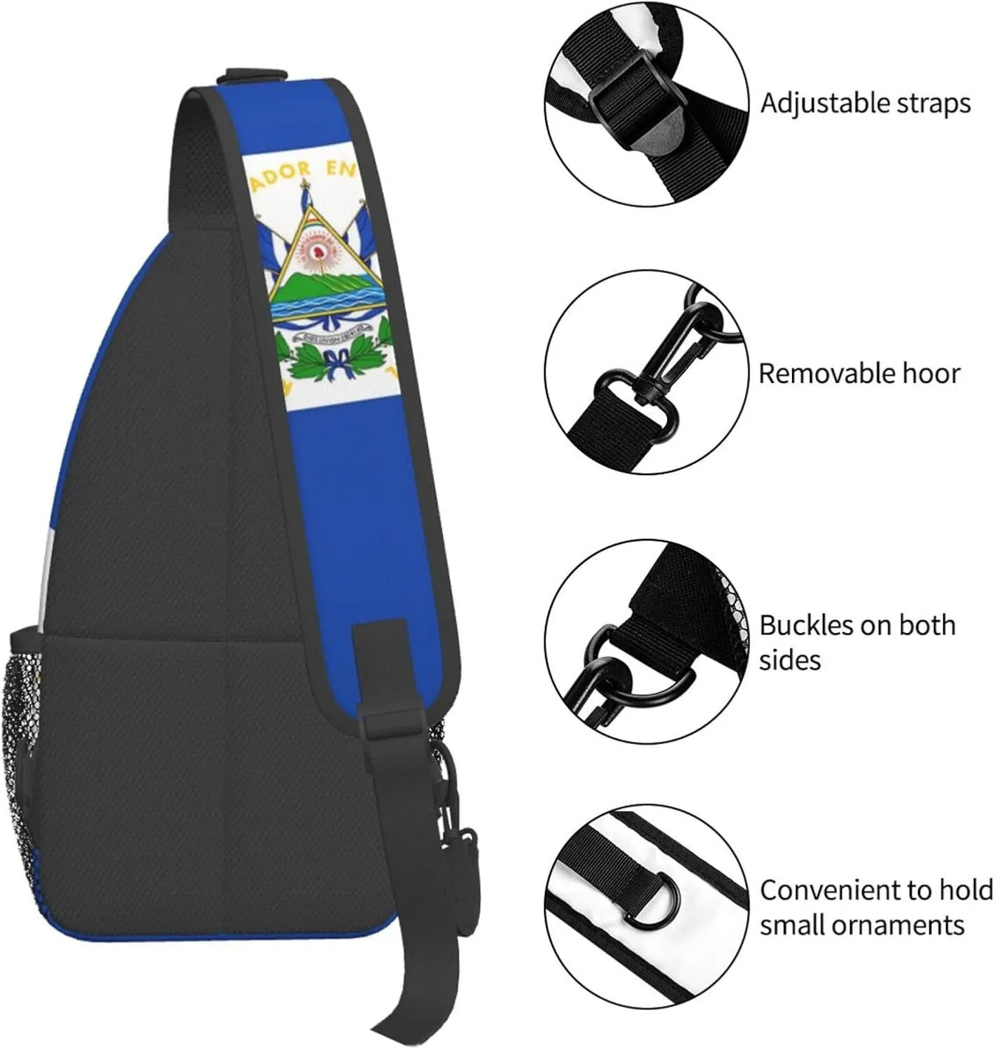 Cute El Salvador Flag Sling Backpack Multipurpose Crossbody Sling Bag Travel Hiking Crossbody Shoulder Bag Backpack