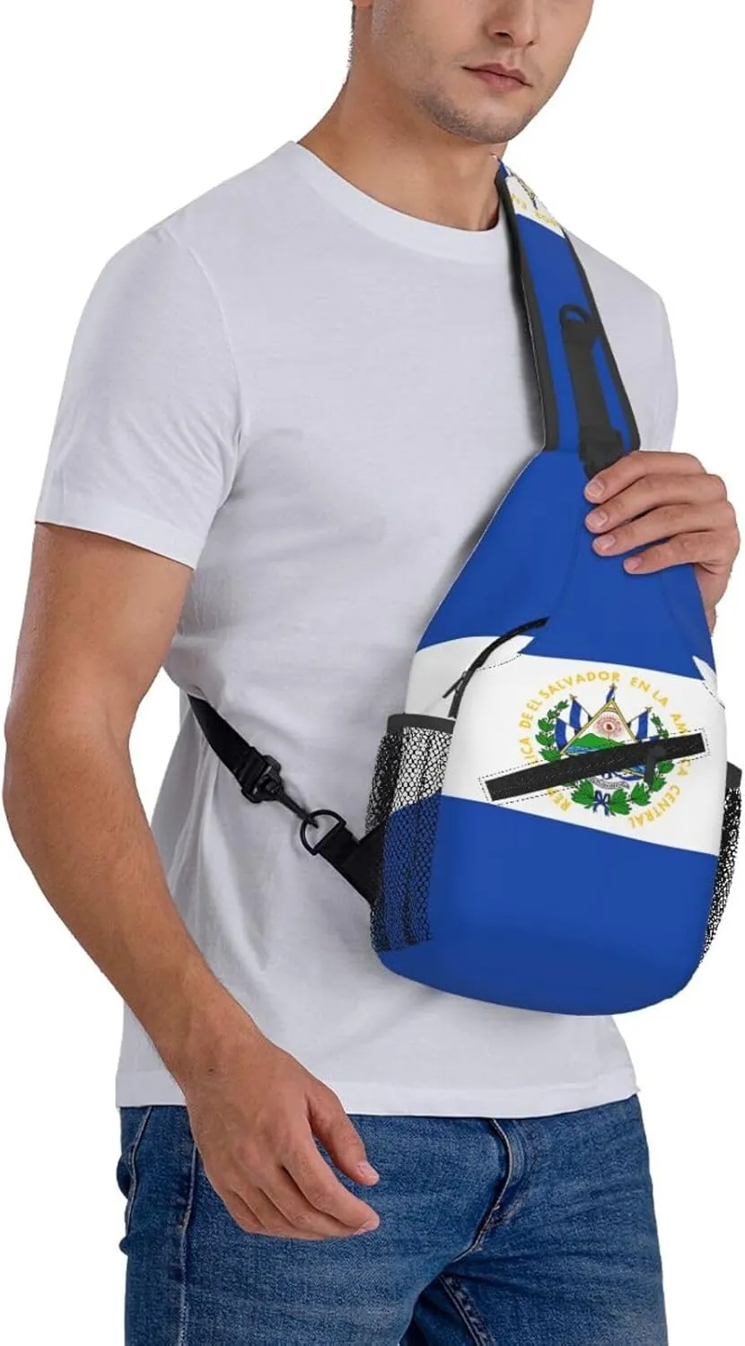 Cute El Salvador Flag Sling Backpack Multipurpose Crossbody Sling Bag Travel Hiking Crossbody Shoulder Bag Backpack