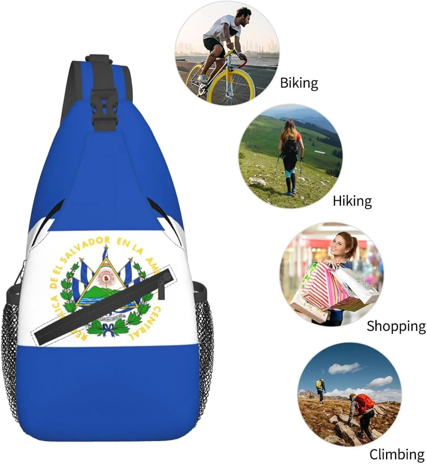Cute El Salvador Flag Sling Backpack Multipurpose Crossbody Sling Bag Travel Hiking Crossbody Shoulder Bag Backpack