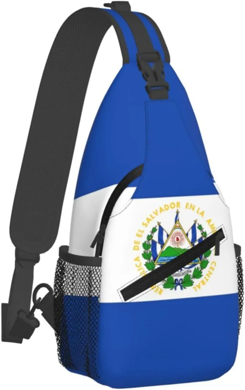 Cute El Salvador Flag Sling Backpack Multipurpose Crossbody Sling Bag Travel Hiking Crossbody Shoulder Bag Backpack