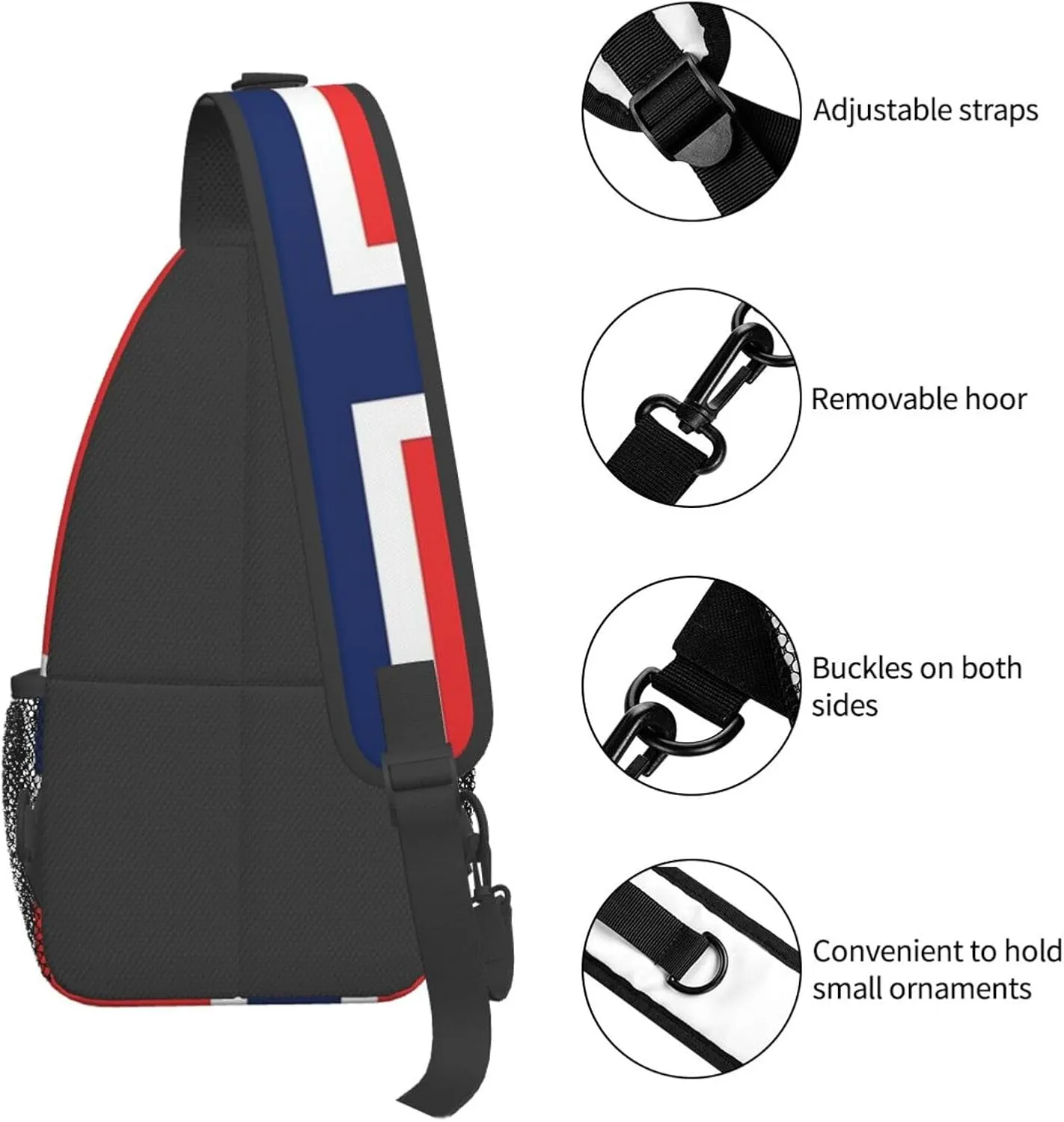 Cute Flag Sling Bag Crossbody Backpack Patriotic Flag Travel Hiking Daypack Shoulder Chest Bag for Women Men
