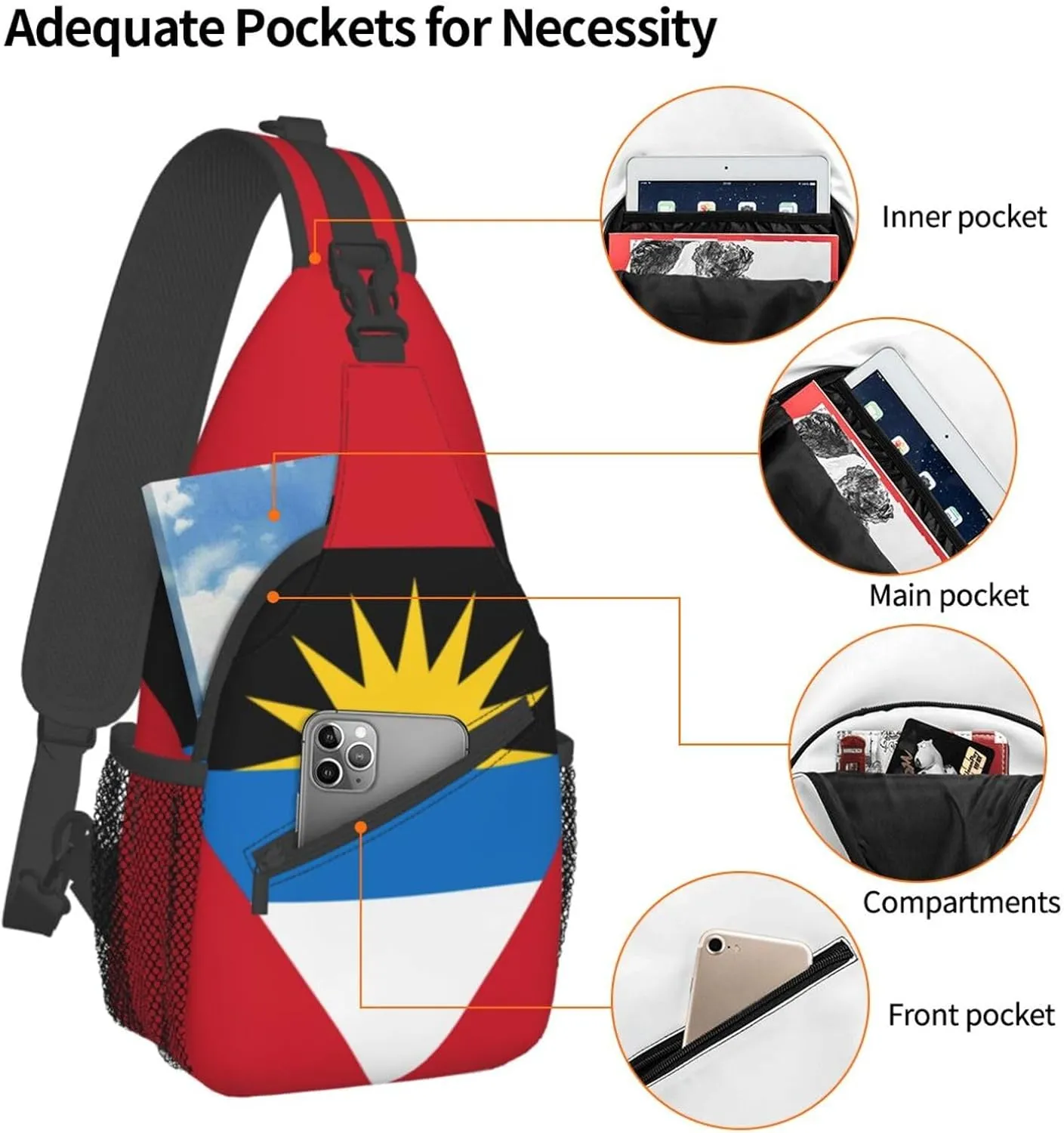 Cute Flag Sling Bag Crossbody Backpack Patriotic Flag Travel Hiking Daypack Shoulder Chest Bag for Women Men